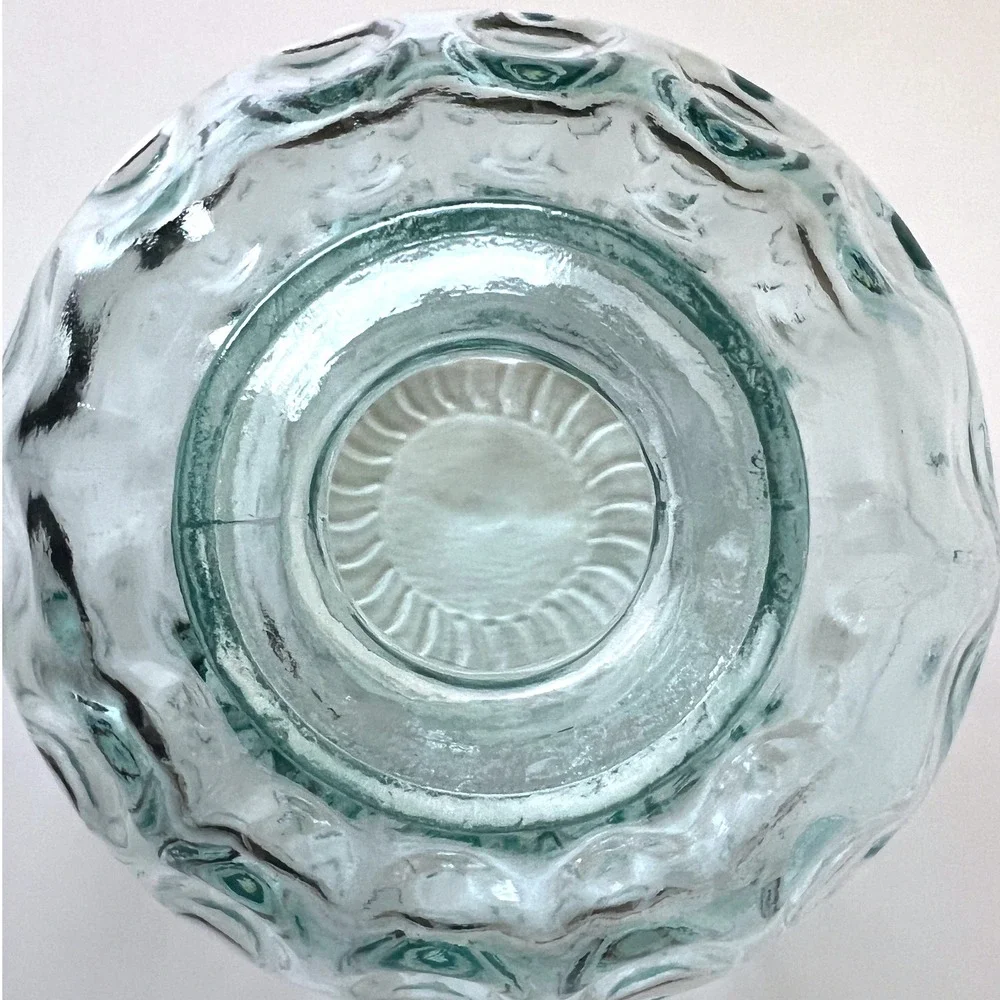 Vintage Aqua Bubble Glass Vase Round Optic Dot Bud Vase Hand Blown Style 7